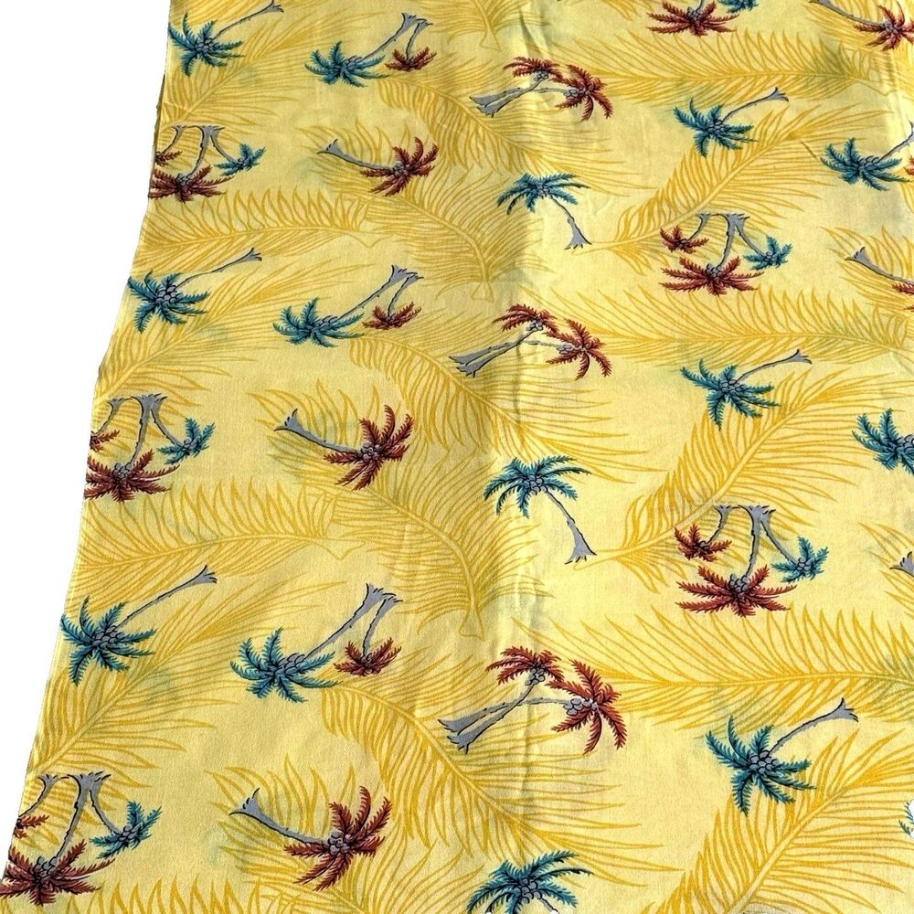 Vtg Hawaiian Palm Trees Apparel Fabric Yellow Hawaiian Lightweight Fabric *READ*